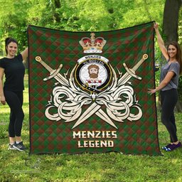 ScotsTee Shop Scottish Menzies Clan Crest Tartan Quilt The Golden Sword of Courageous Legacy Quilt
