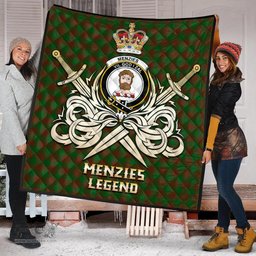 ScotsTee Shop Scottish Menzies Clan Crest Tartan Quilt The Golden Sword of Courageous Legacy Quilt