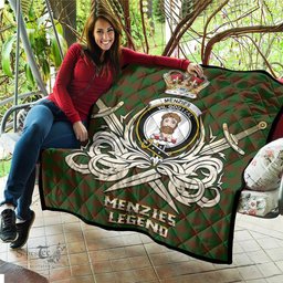 ScotsTee Shop Scottish Menzies Clan Crest Tartan Quilt The Golden Sword of Courageous Legacy Quilt