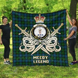ScotsTee Shop Scottish McCoy Clan Crest Tartan Quilt The Golden Sword of Courageous Legacy Quilt