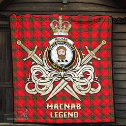 ScotsTee Shop Scottish MacNab Modern Clan Crest Tartan Quilt The Golden Sword of Courageous Legacy Quilt