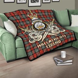 ScotsTee Shop Scottish MacLachlan Weathered Clan Crest Tartan Quilt The Golden Sword of Courageous Legacy Quilt