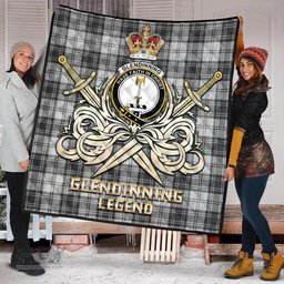 ScotsTee Shop Scottish Glendinning Clan Crest Tartan Quilt The Golden Sword of Courageous Legacy Quilt