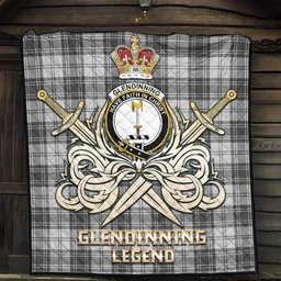 ScotsTee Shop Scottish Glendinning Clan Crest Tartan Quilt The Golden Sword of Courageous Legacy Quilt