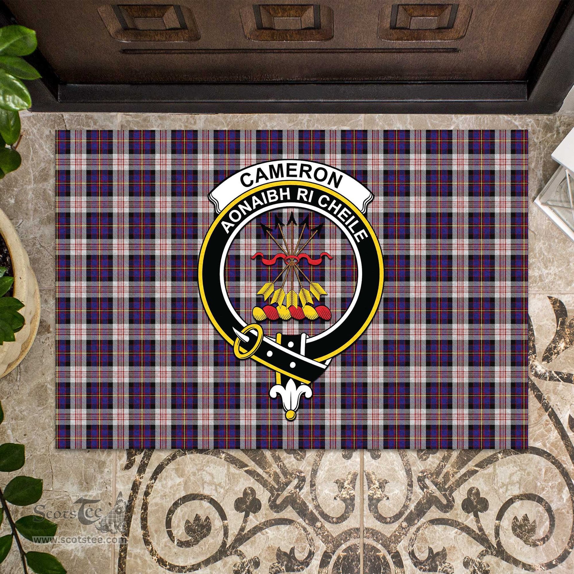 ScotsTee Shop Scottish Cameron of Erracht Dress Clan Tartan Doormat Rubber Welcome Mat