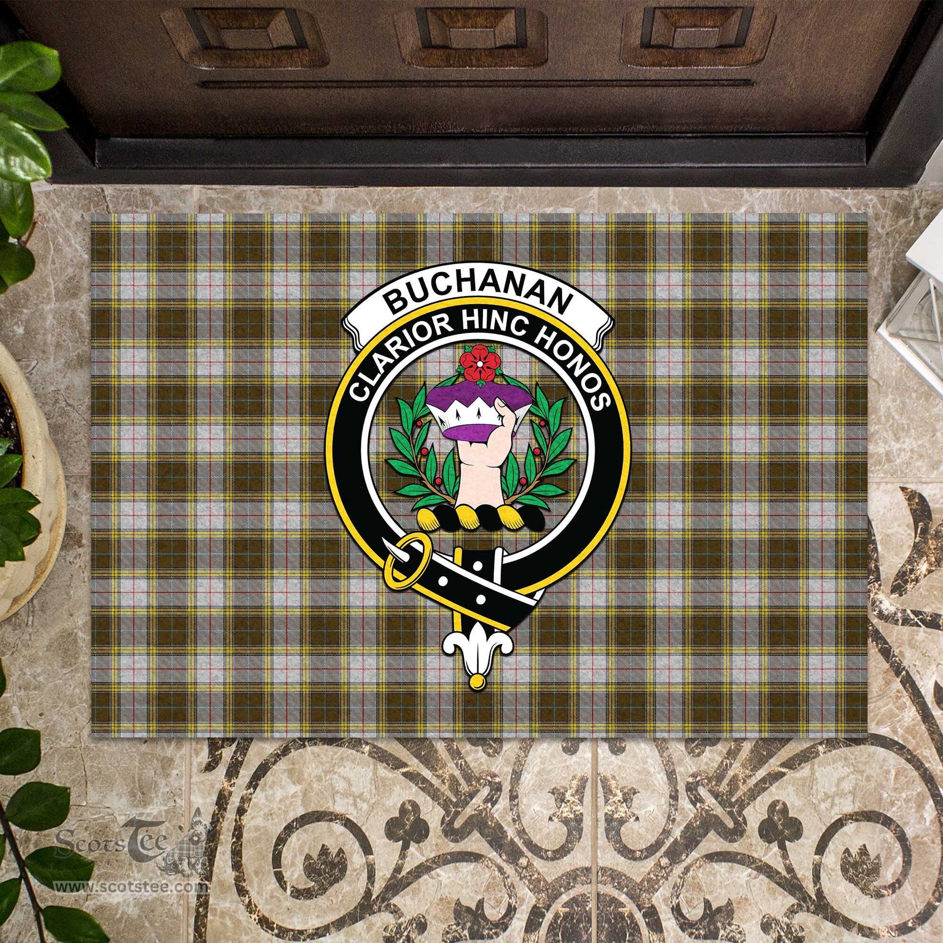 ScotsTee Shop Scottish Buchanan Dress Clan Tartan Doormat Rubber Welcome Mat