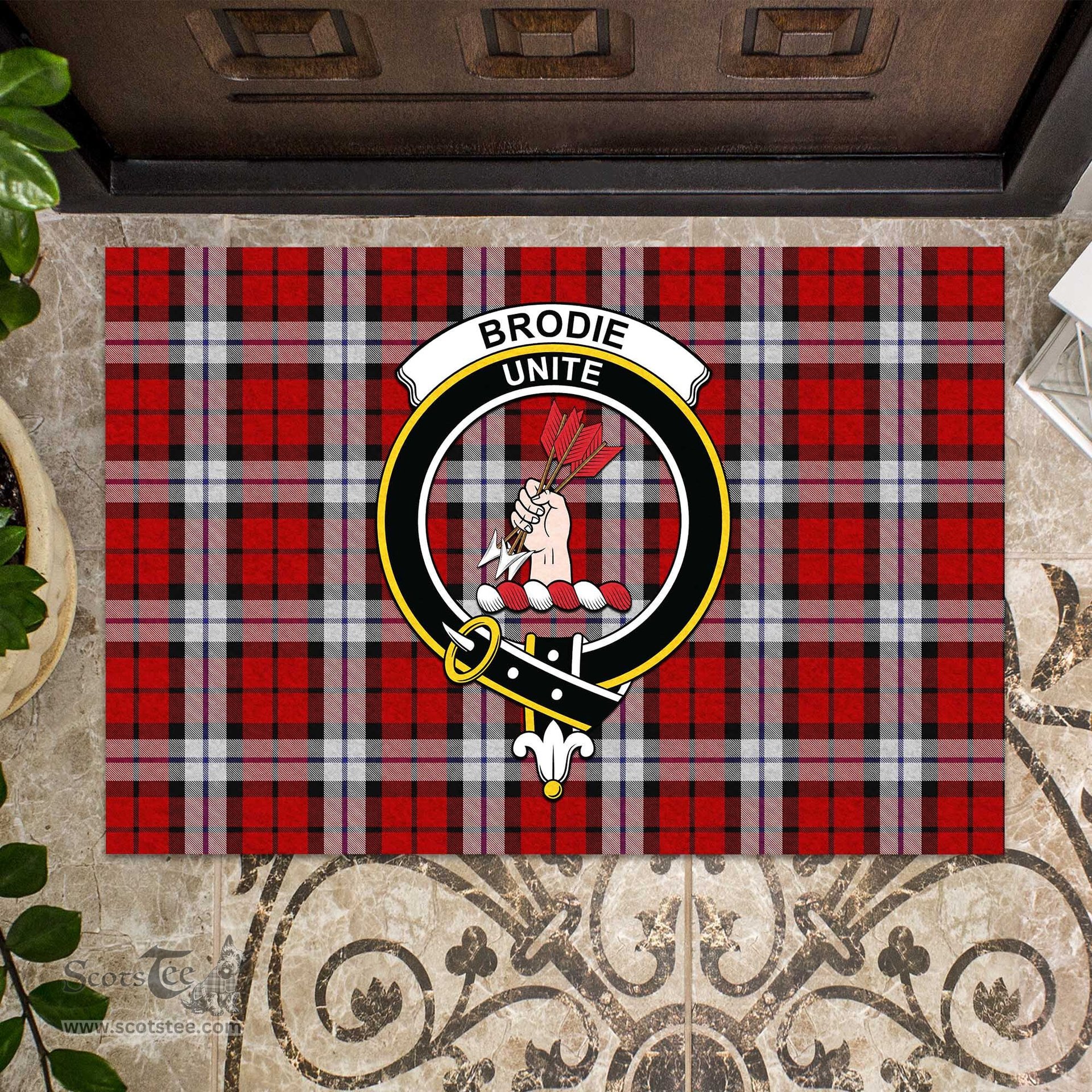ScotsTee Shop Scottish Brodie Dress Clan Tartan Doormat Rubber Welcome Mat