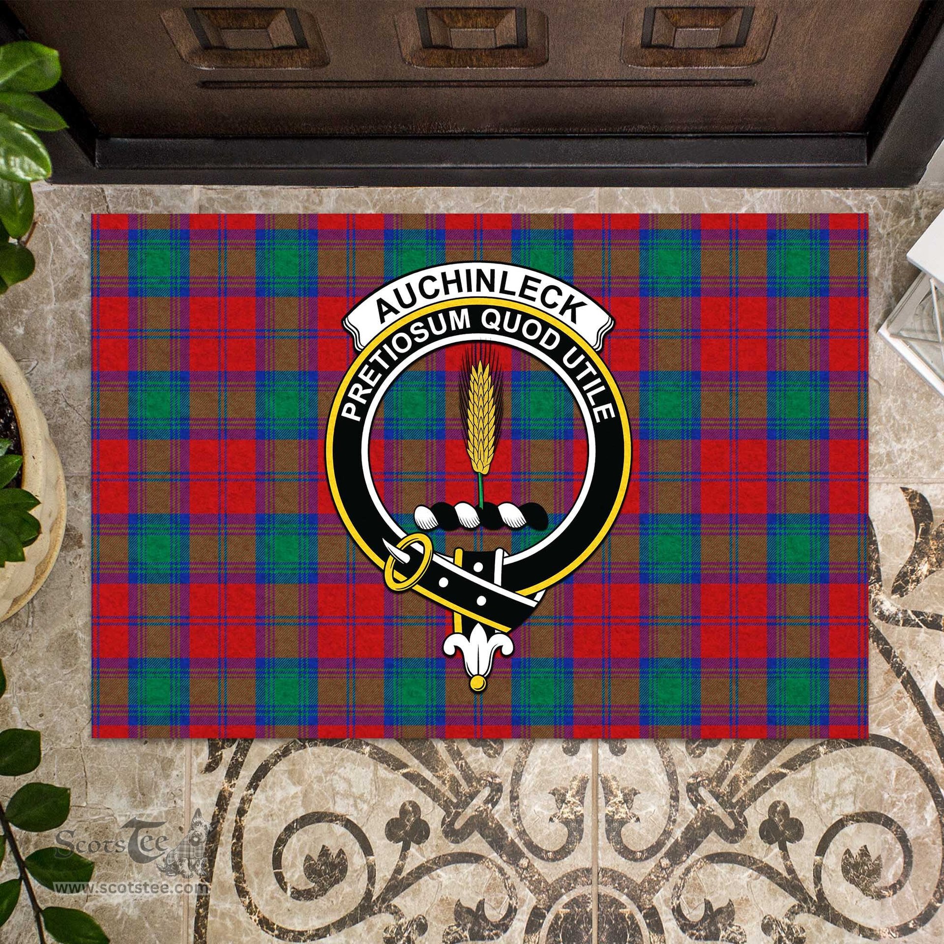 ScotsTee Shop Scottish Auchinleck Clan Tartan Doormat Rubber Welcome Mat