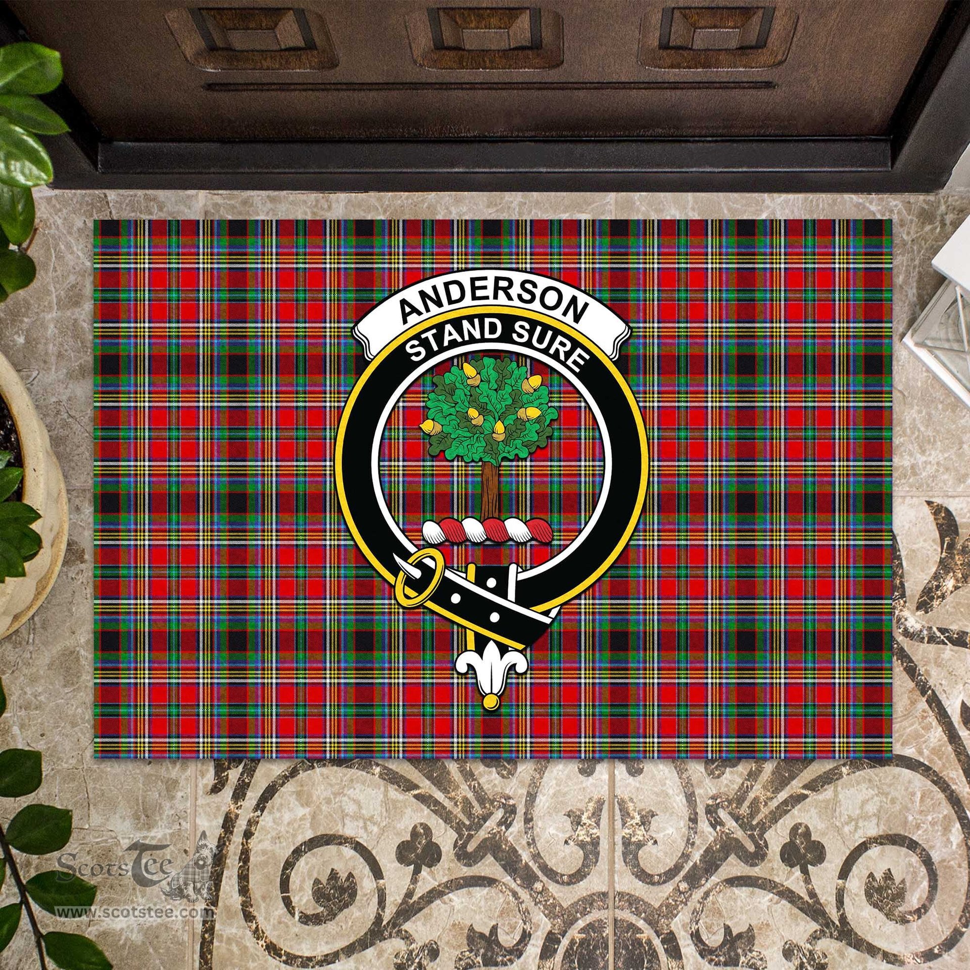 ScotsTee Shop Scottish Anderson of Arbrake Clan Tartan Doormat Rubber Welcome Mat