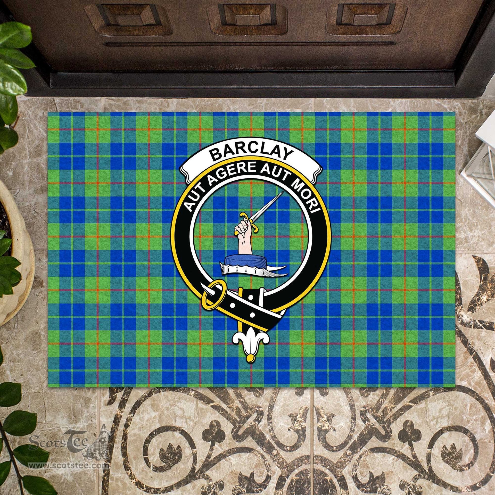 ScotsTee Shop Scottish Barclay Hunting Ancient Clan Tartan Doormat Rubber Welcome Mat