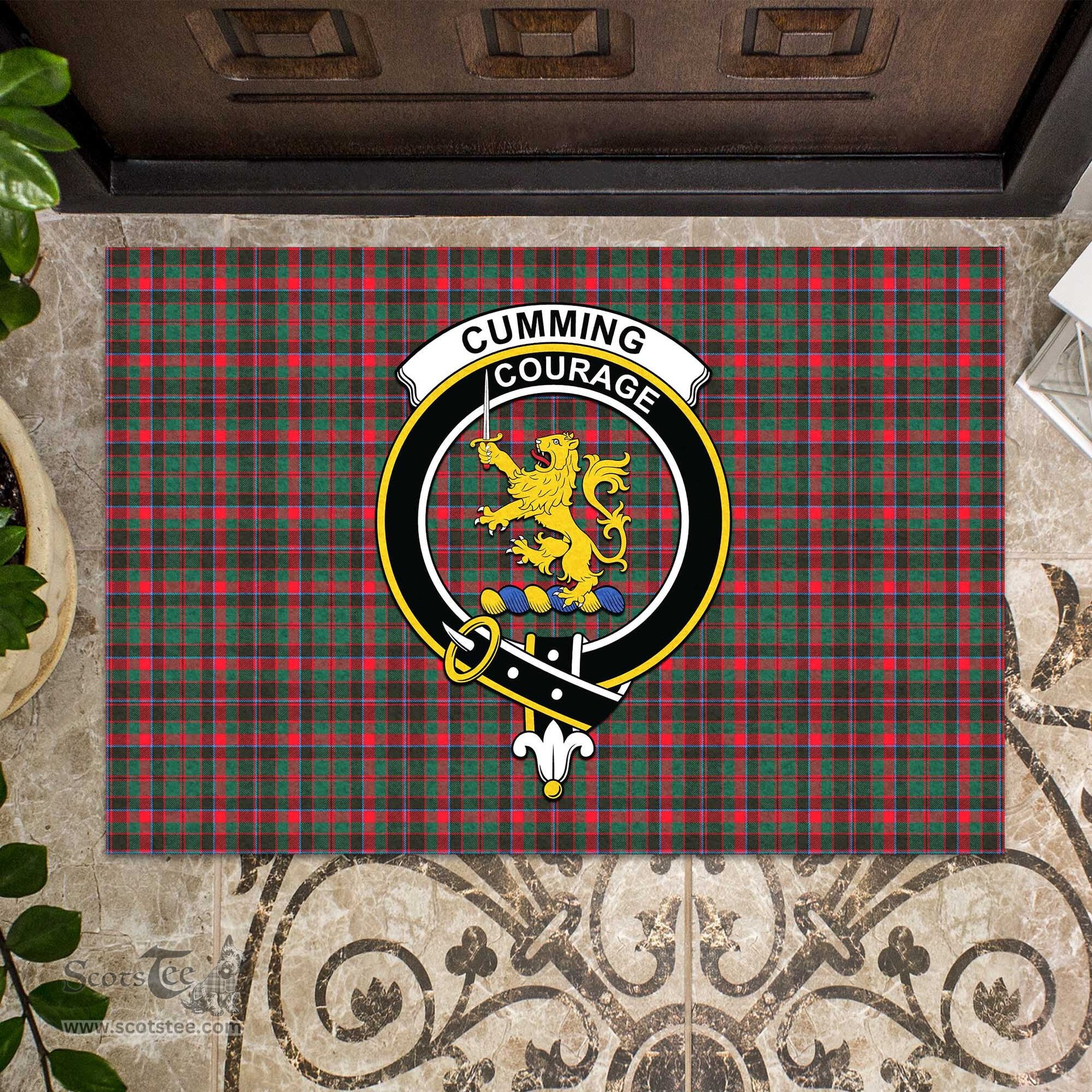 ScotsTee Shop Scottish Cumming Hunting Modern Clan Tartan Doormat Rubber Welcome Mat