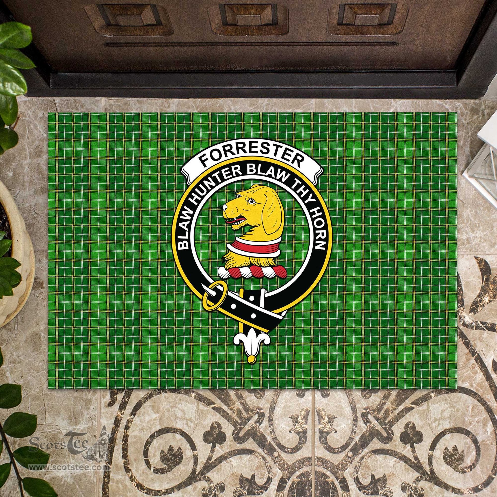 ScotsTee Shop Scottish Forrester Hunting Clan Tartan Doormat Rubber Welcome Mat