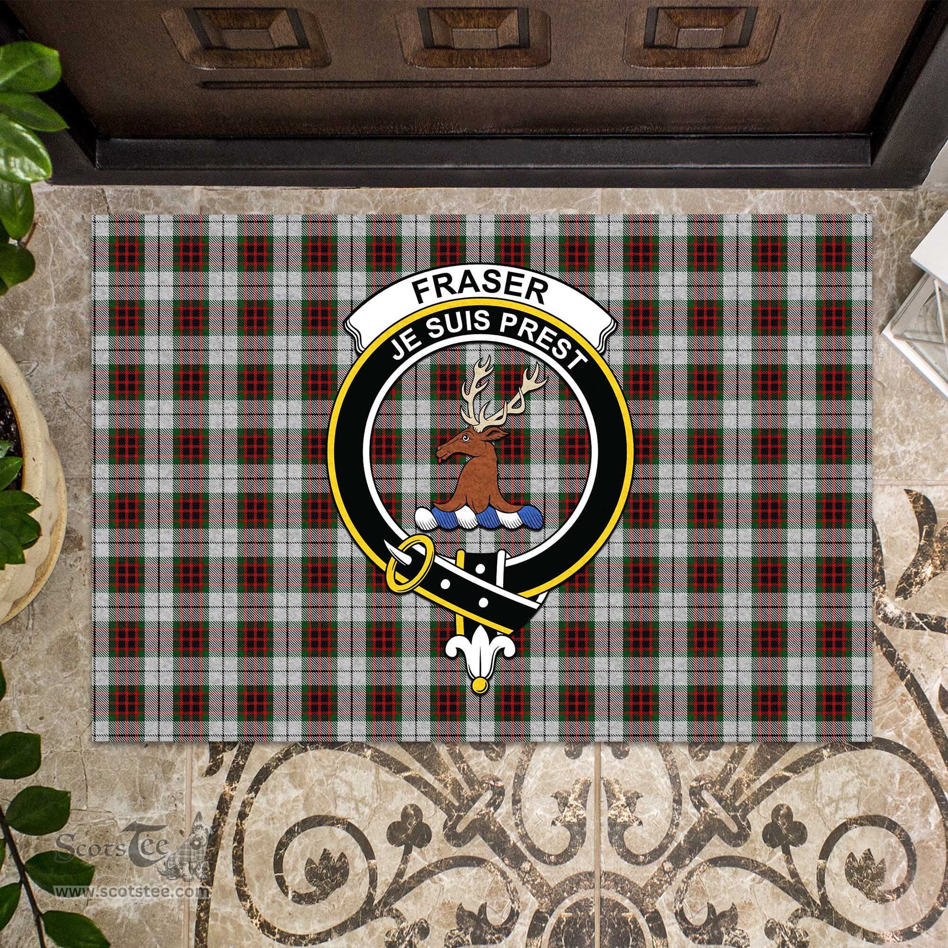 ScotsTee Shop Scottish Fraser Dress Clan Tartan Doormat Rubber Welcome Mat