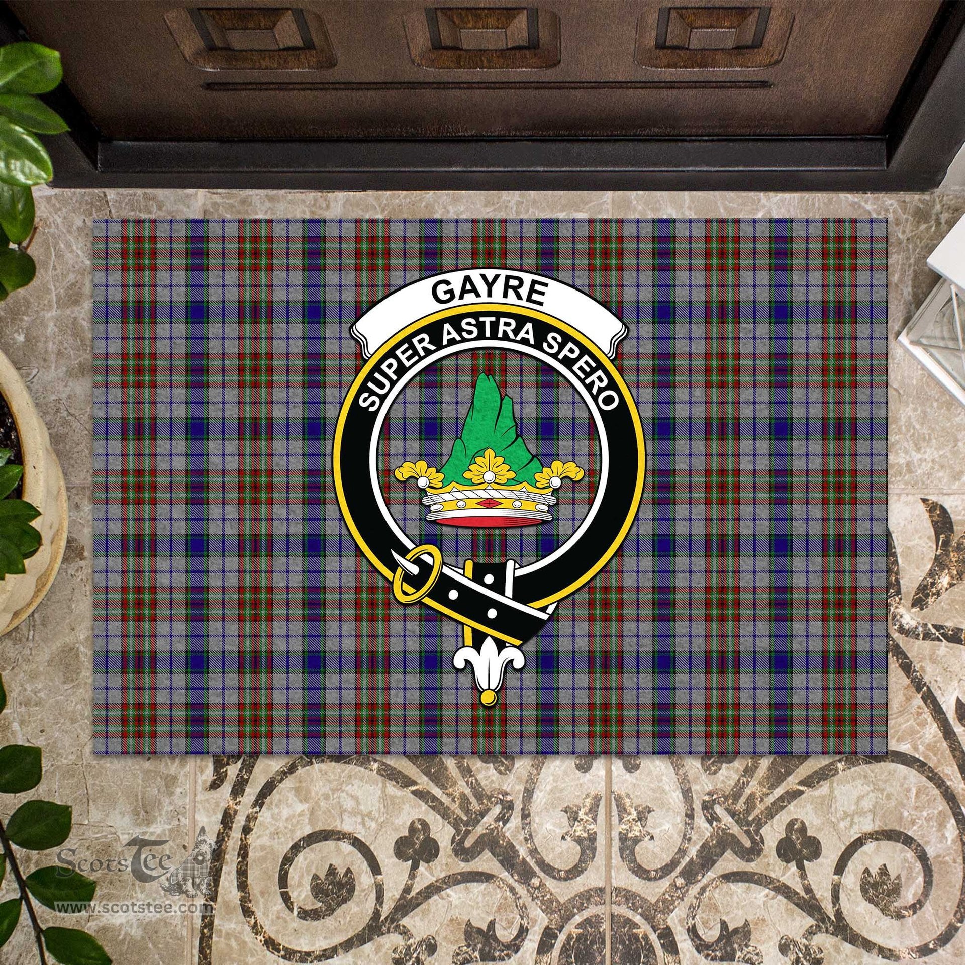 ScotsTee Shop Scottish Gayre Hunting Clan Tartan Doormat Rubber Welcome Mat