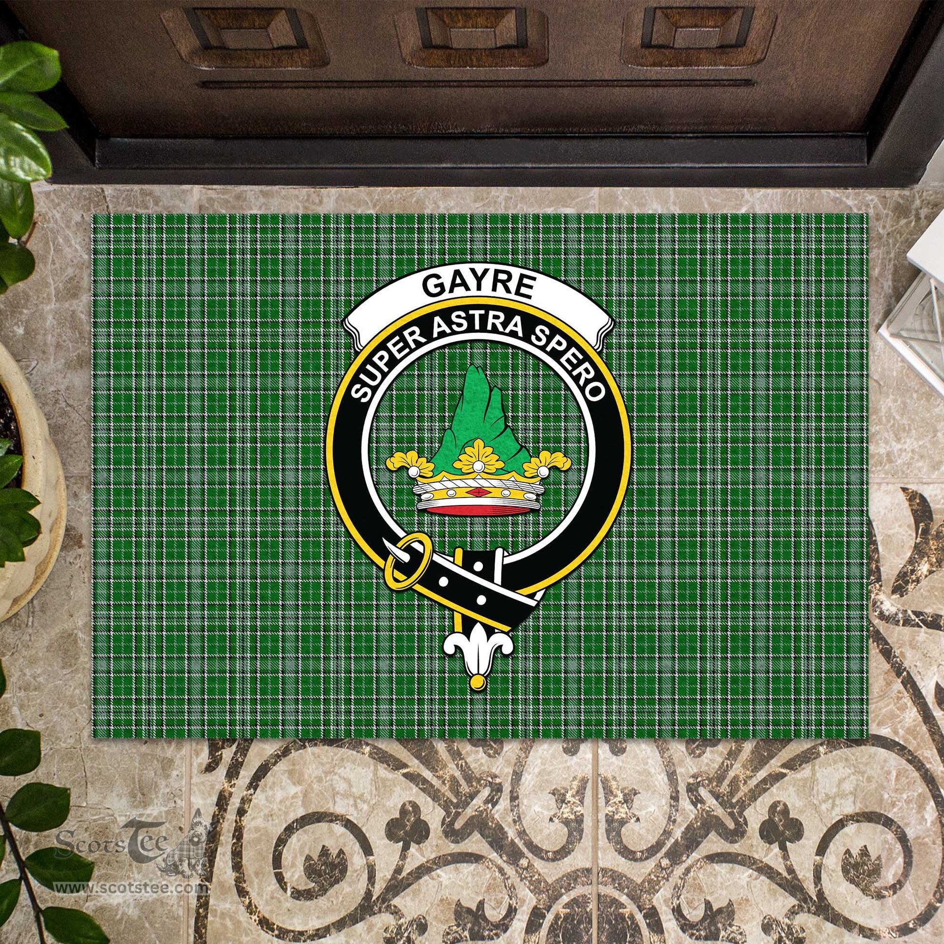 ScotsTee Shop Scottish Gayre Dress Clan Tartan Doormat Rubber Welcome Mat