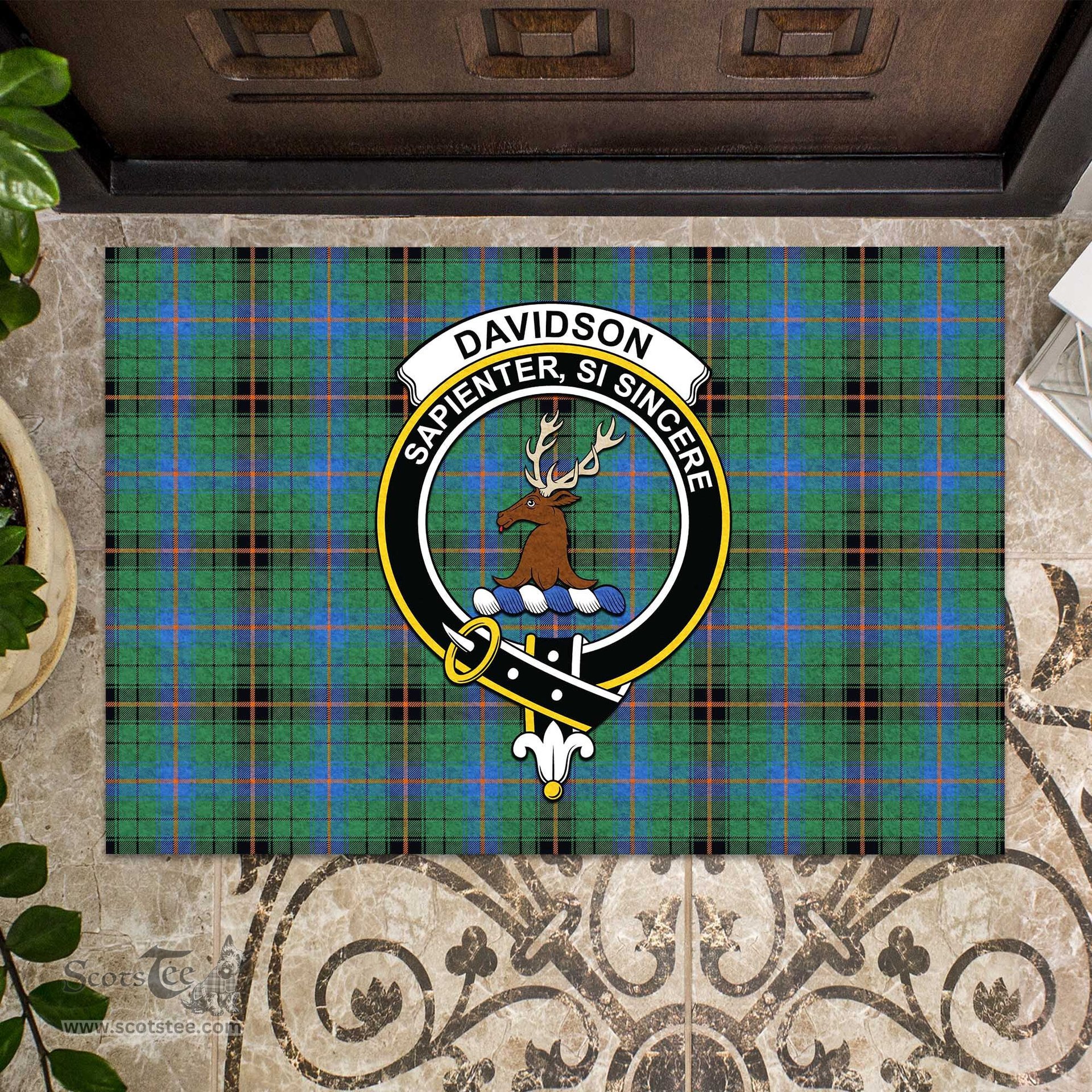 ScotsTee Shop Scottish Davidson Ancient Clan Tartan Doormat Rubber Welcome Mat