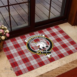 ScotsTee Shop Scottish Cunningham Dress Clan Tartan Doormat Rubber Welcome Mat