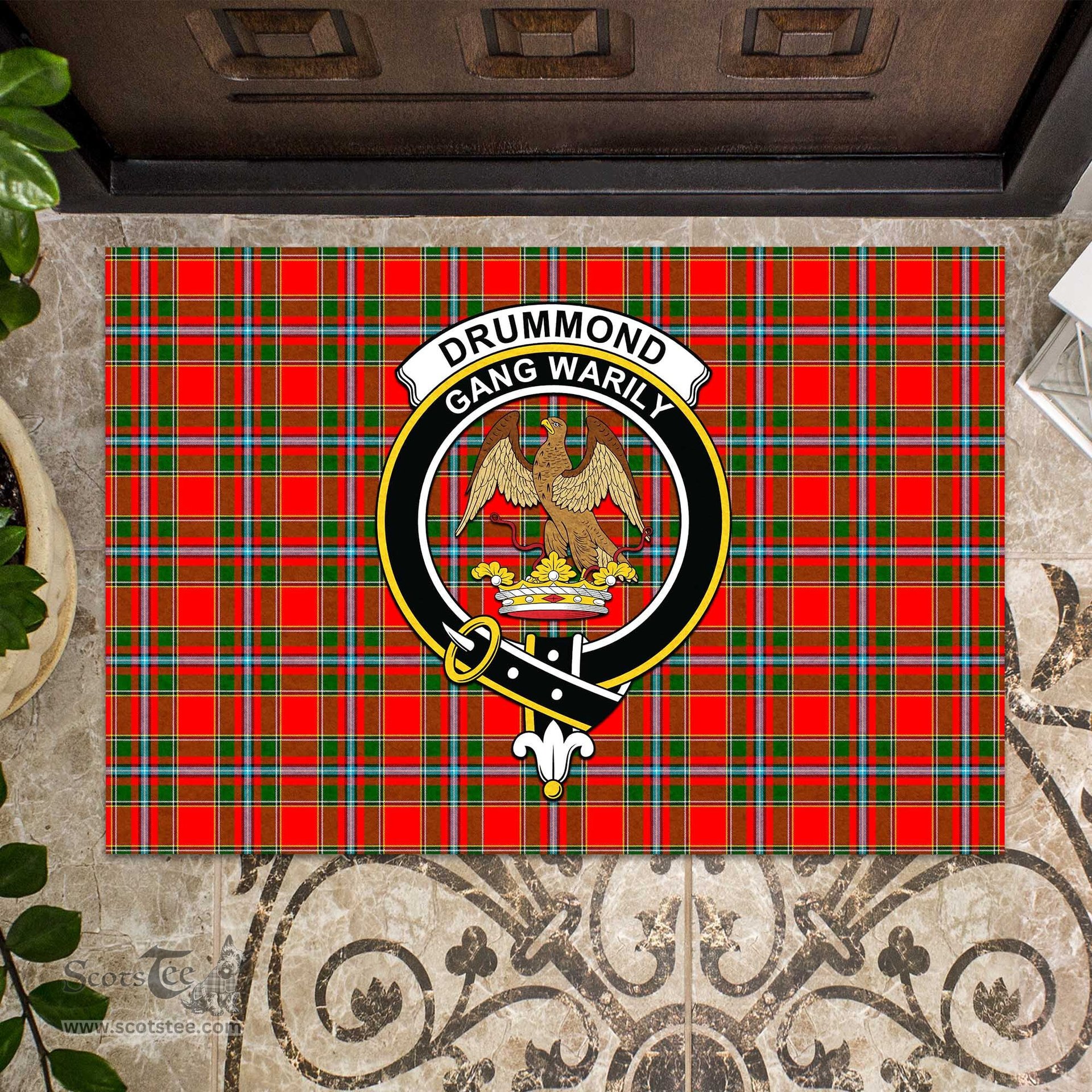 ScotsTee Shop Scottish Drummond of Perth Clan Tartan Doormat Rubber Welcome Mat