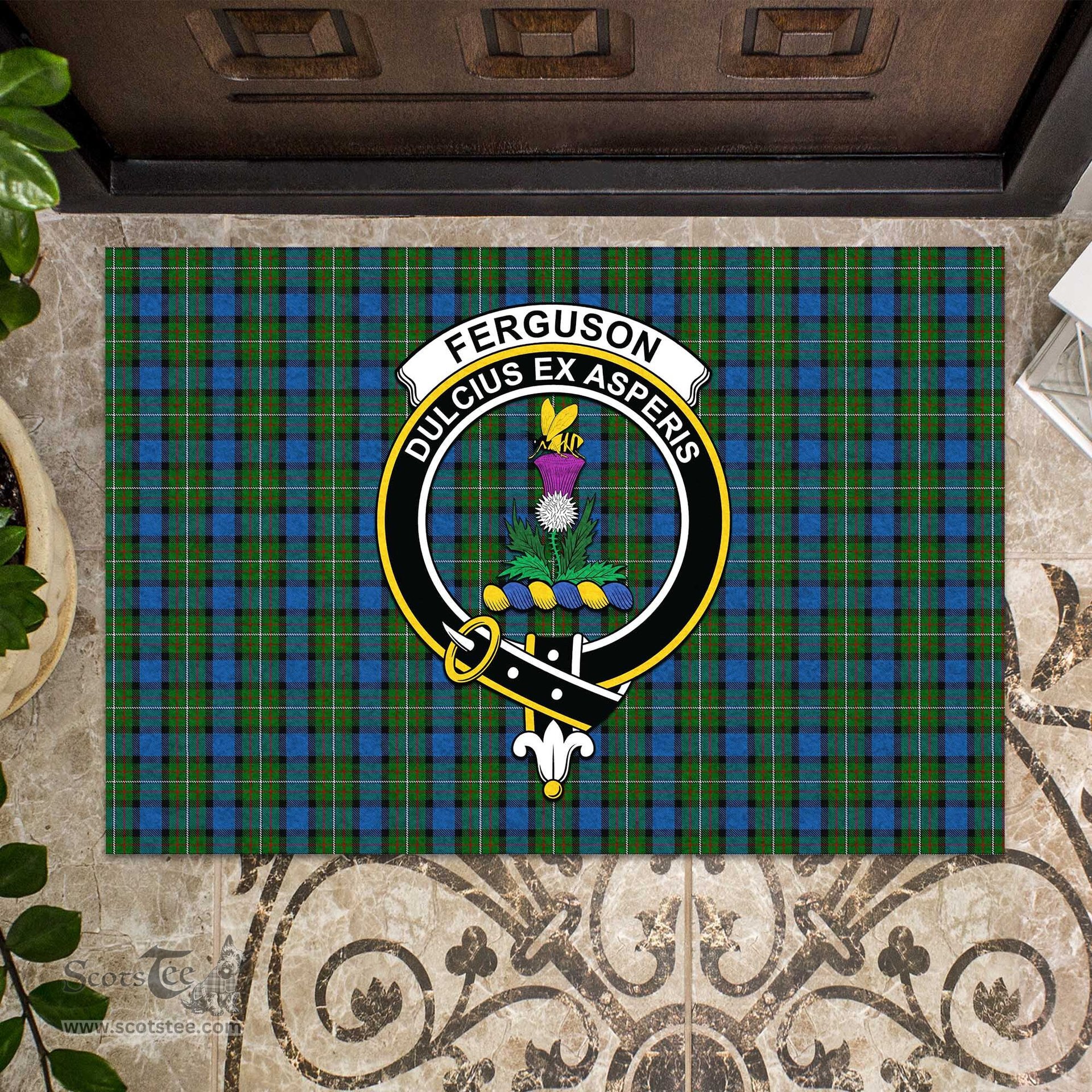 ScotsTee Shop Scottish Ferguson of Atholl Clan Tartan Doormat Rubber Welcome Mat