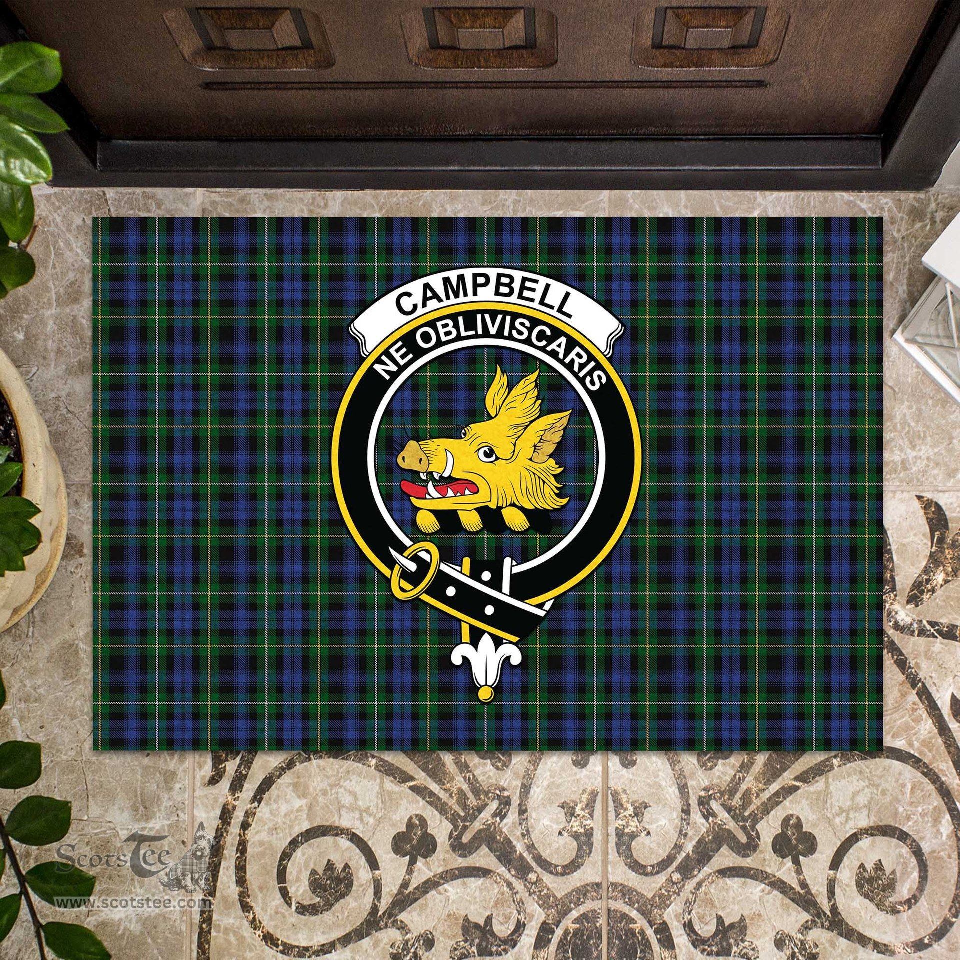 ScotsTee Shop Scottish Campbell of Argyll #01 Clan Tartan Doormat Rubber Welcome Mat
