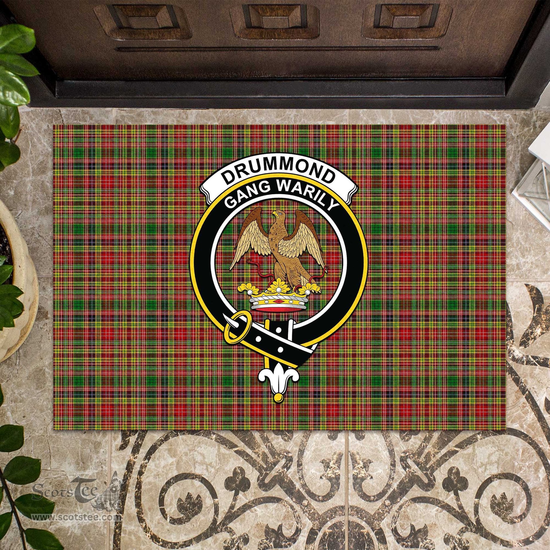 ScotsTee Shop Scottish Drummond of Strathallan Clan Tartan Doormat Rubber Welcome Mat