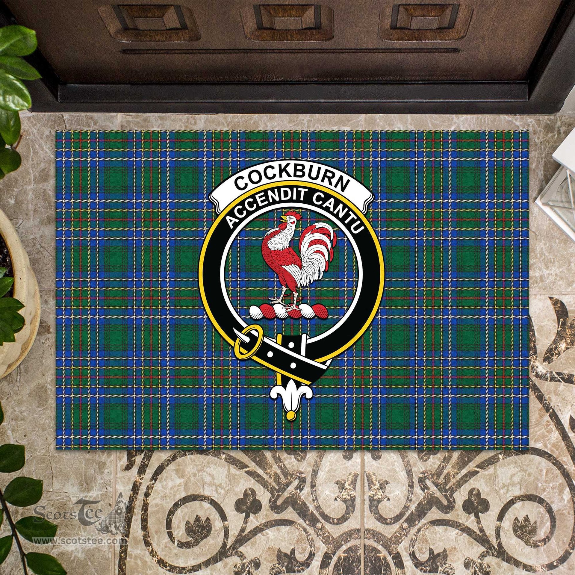 ScotsTee Shop Scottish Cockburn Ancient Clan Tartan Doormat Rubber Welcome Mat