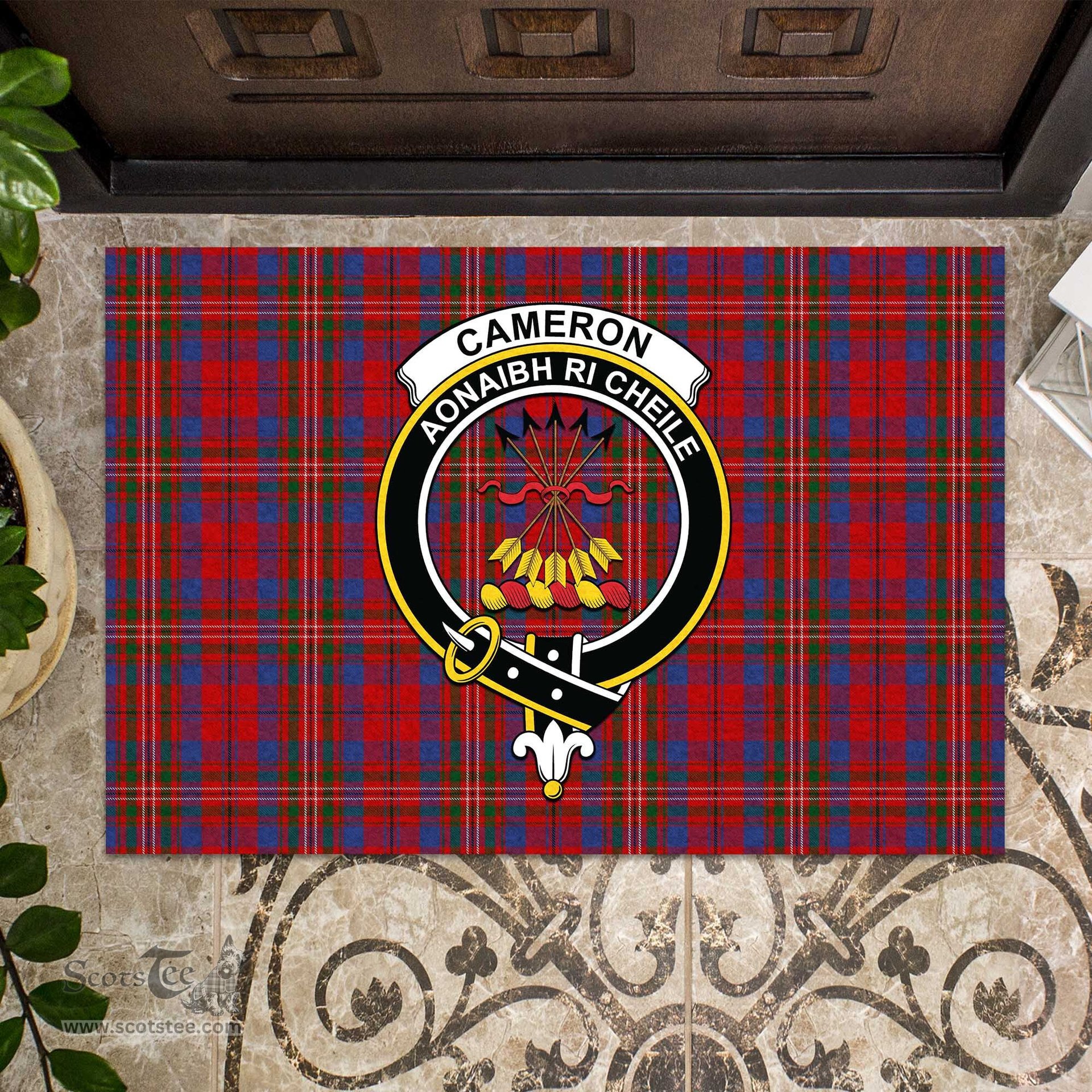 ScotsTee Shop Scottish Cameron of Locheil Clan Tartan Doormat Rubber Welcome Mat
