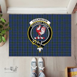 ScotsTee Shop Scottish Cockburn Blue Clan Tartan Doormat Rubber Welcome Mat