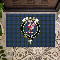 ScotsTee Shop Scottish Cockburn Blue Clan Tartan Doormat Rubber Welcome Mat