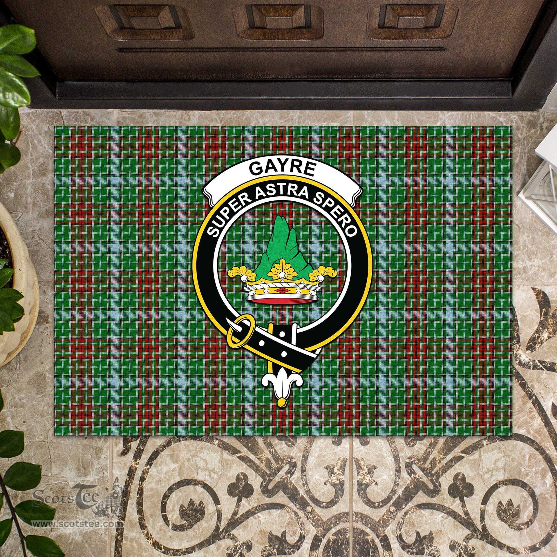 ScotsTee Shop Scottish Gayre Clan Tartan Doormat Rubber Welcome Mat