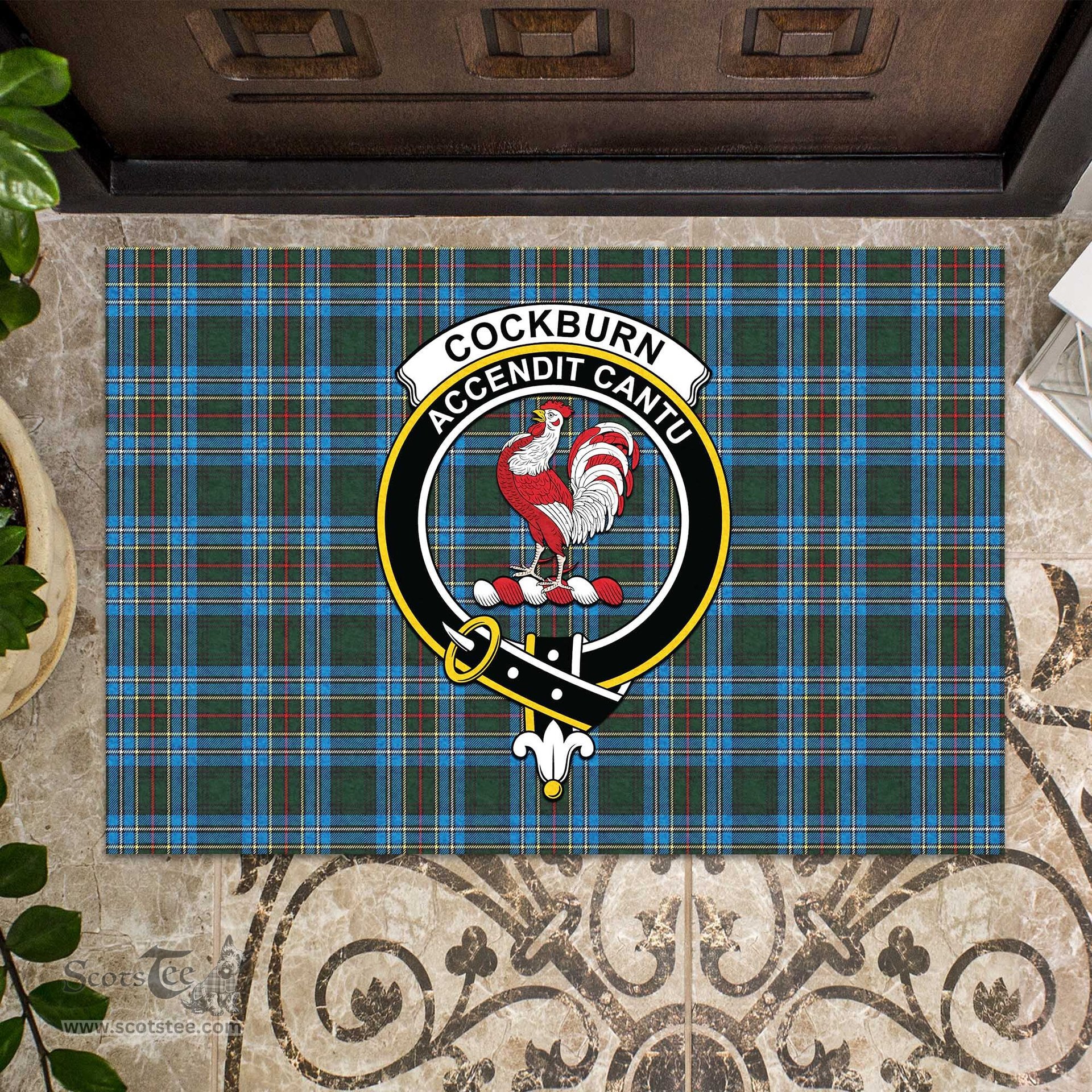 ScotsTee Shop Scottish Cockburn Modern Clan Tartan Doormat Rubber Welcome Mat
