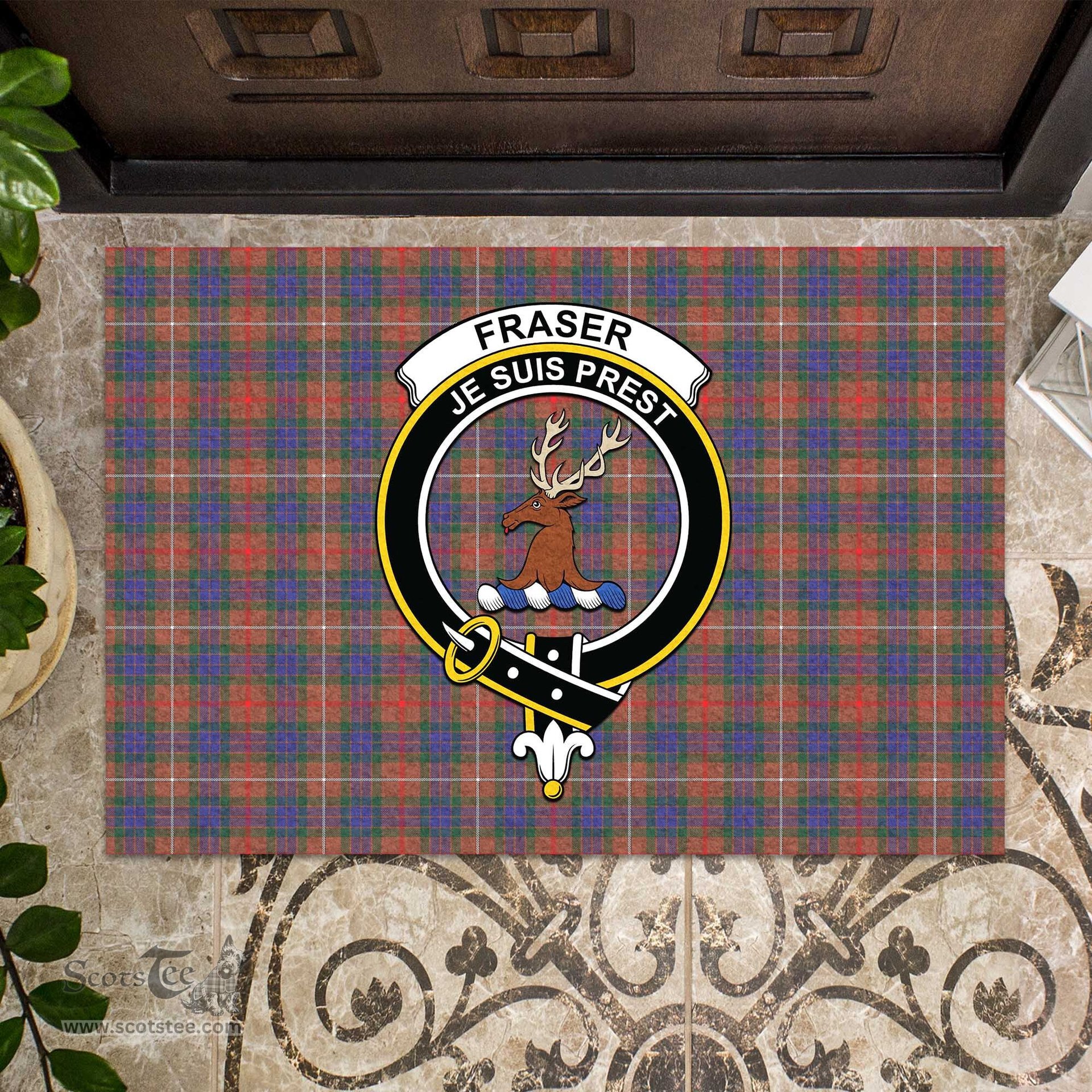 ScotsTee Shop Scottish Fraser Hunting Modern Clan Tartan Doormat Rubber Welcome Mat