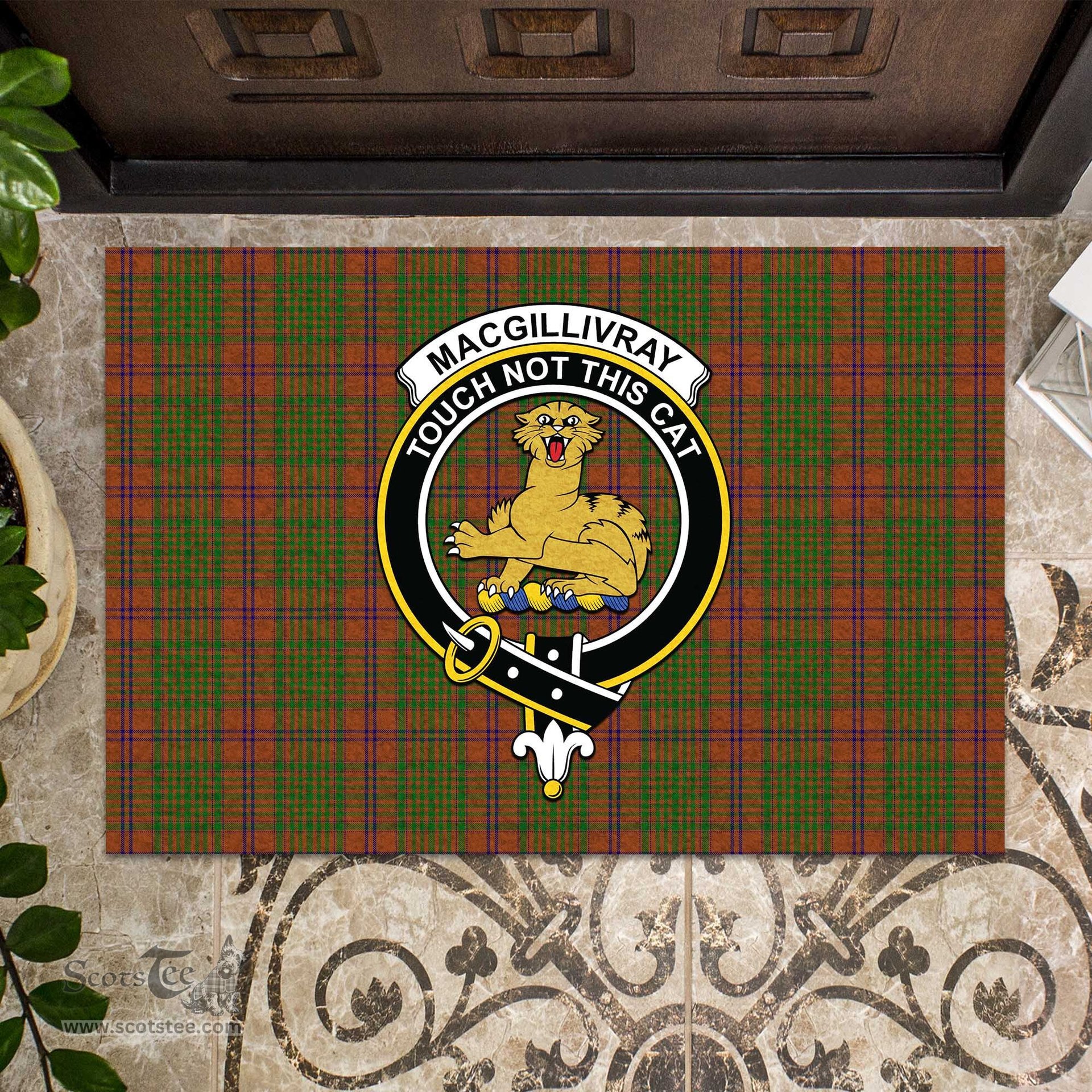 ScotsTee Shop Scottish MacGillivray Hunting Clan Tartan Doormat Rubber Welcome Mat