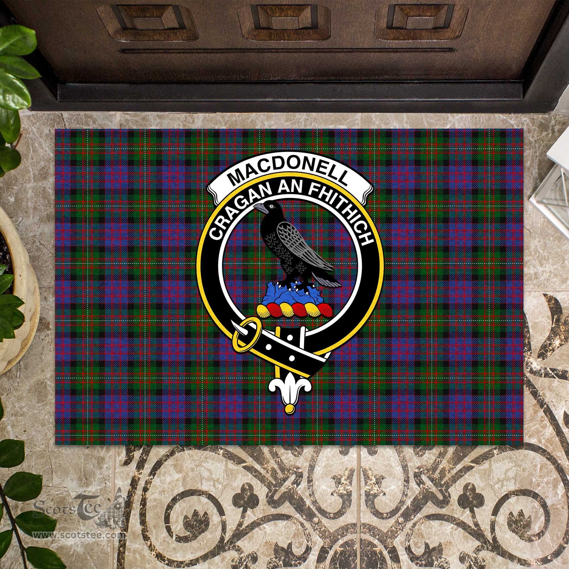 ScotsTee Shop Scottish MacDonell of Glengarry Clan Tartan Doormat Rubber Welcome Mat