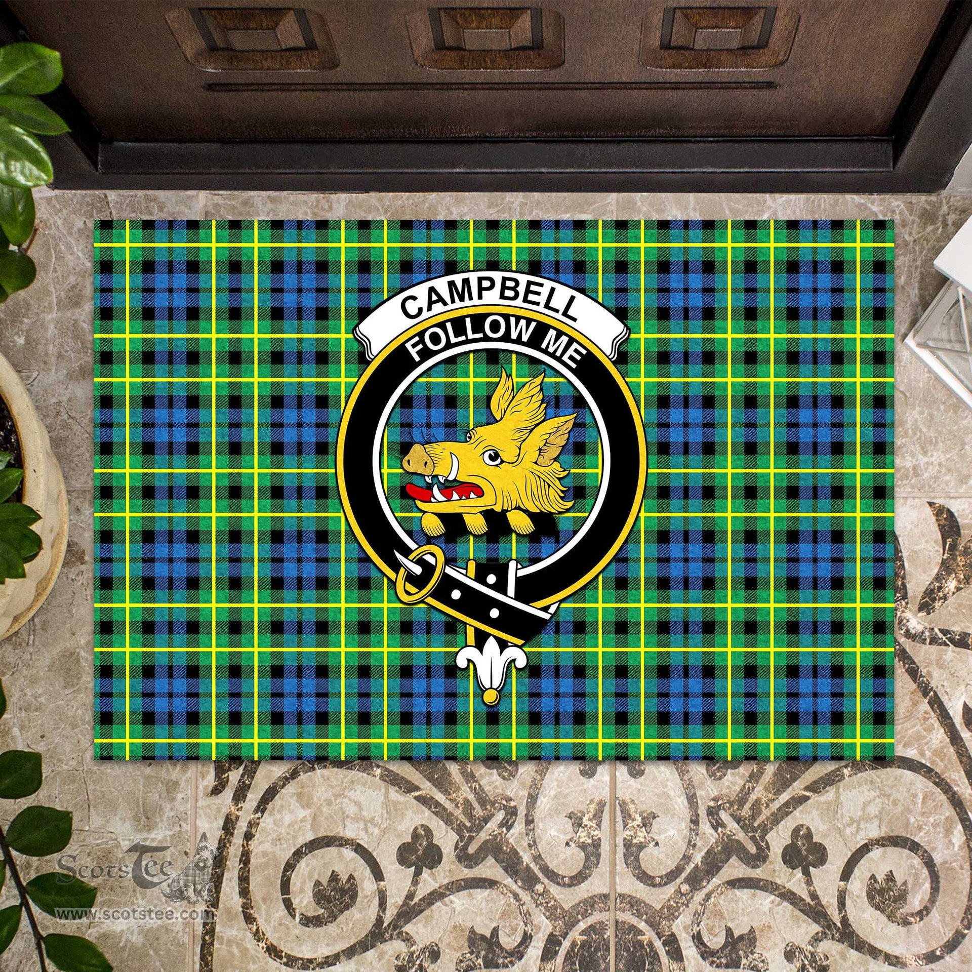 ScotsTee Shop Scottish Campbell of Breadalbane Ancient Clan Tartan Doormat Rubber Welcome Mat