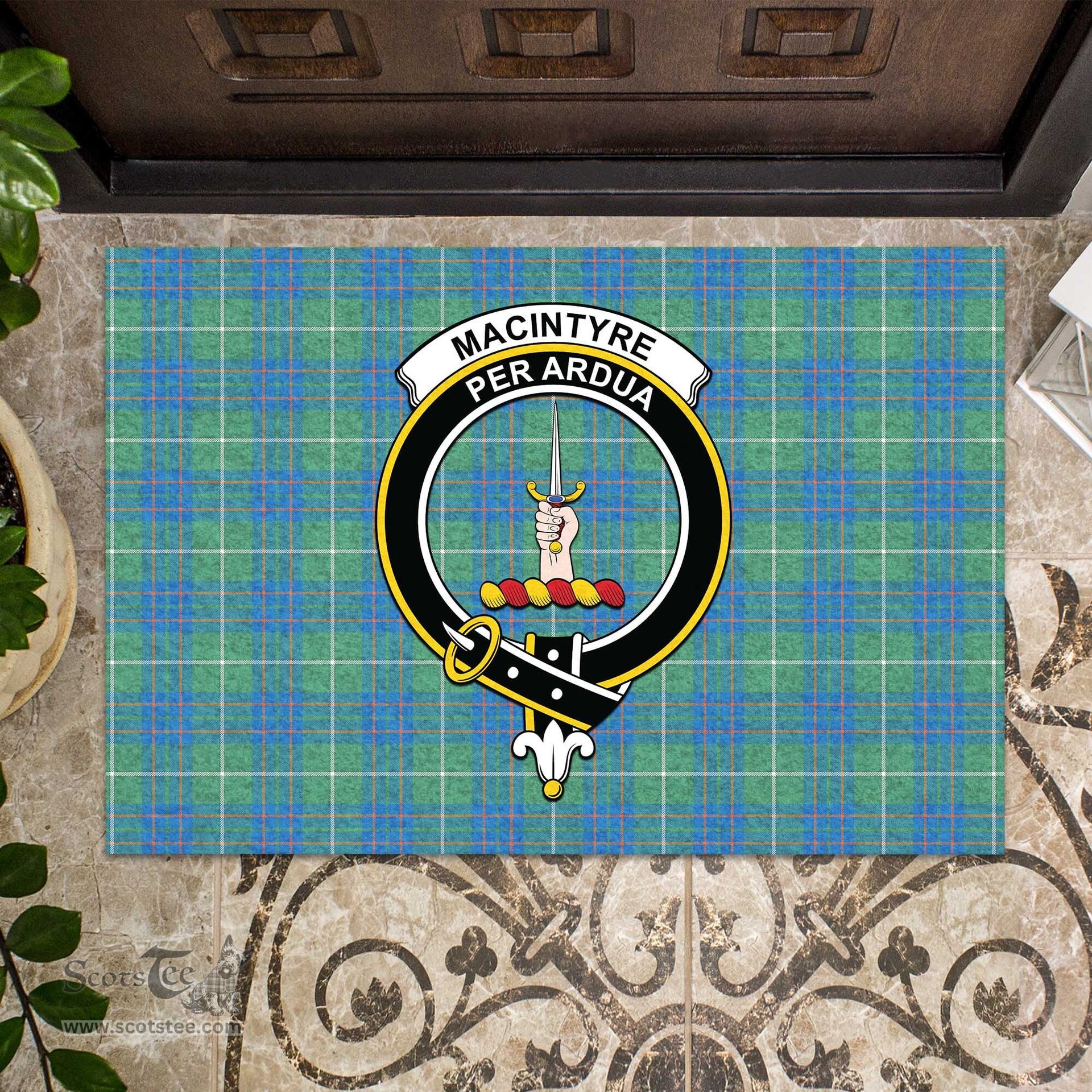ScotsTee Shop Scottish MacIntyre Hunting Ancient Clan Tartan Doormat Rubber Welcome Mat
