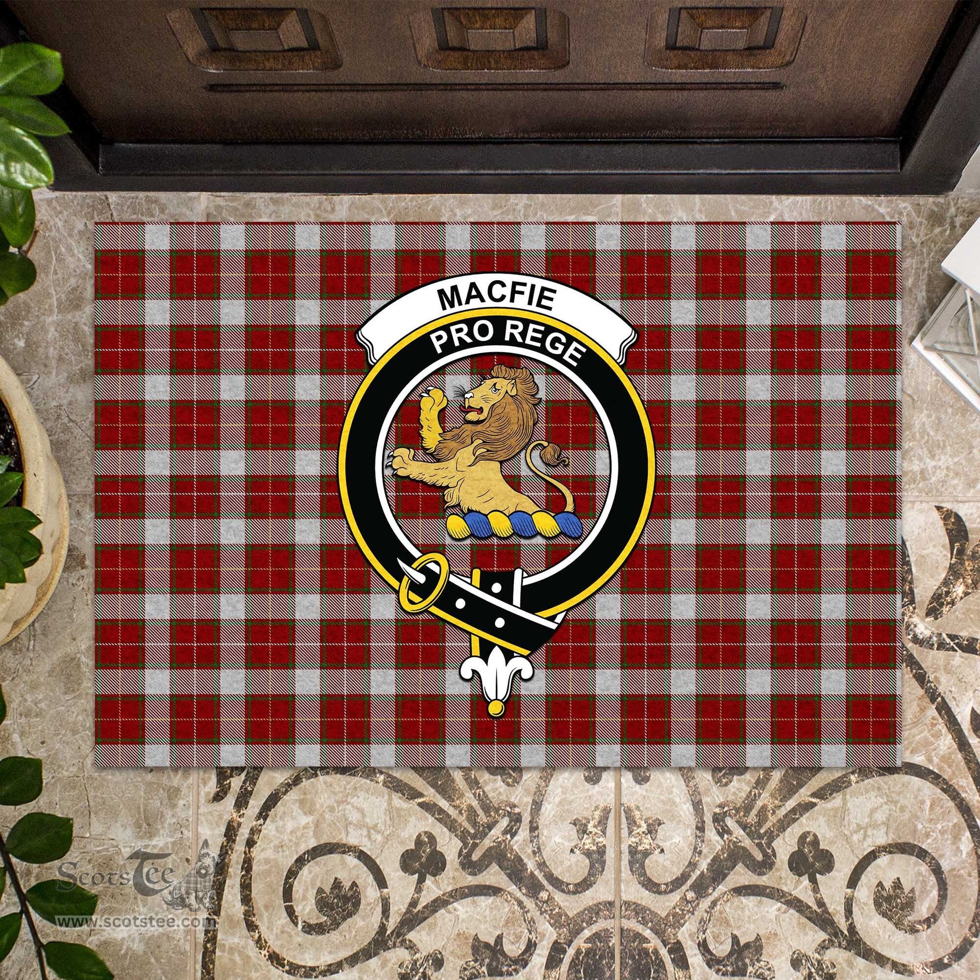 ScotsTee Shop Scottish MacFie Dress Clan Tartan Doormat Rubber Welcome Mat