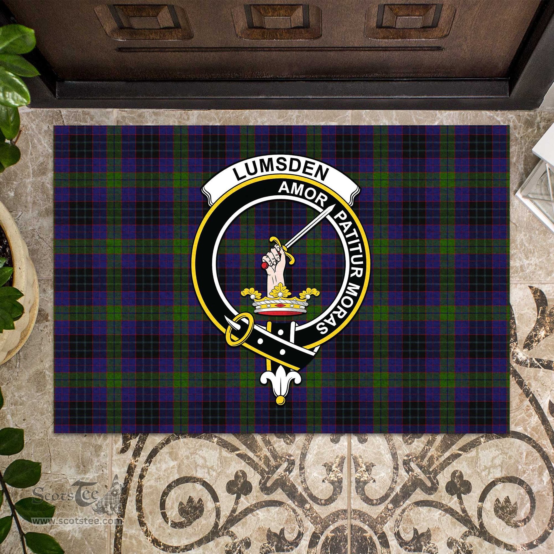 ScotsTee Shop Scottish Lumsden Hunting Clan Tartan Doormat Rubber Welcome Mat
