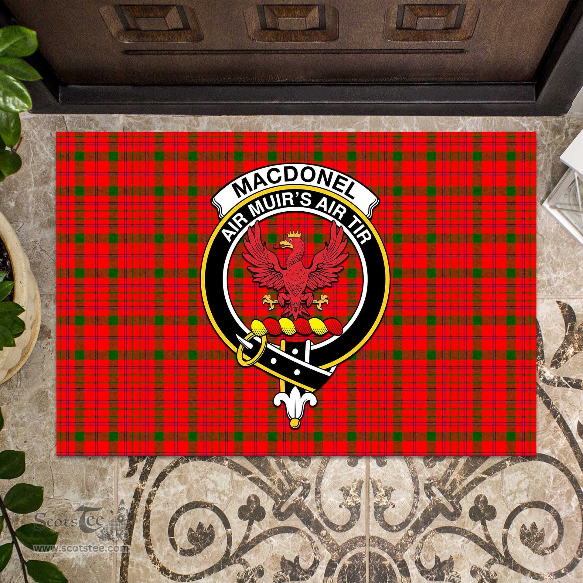 ScotsTee Shop Scottish MacDonell of Keppoch Modern Clan Tartan Doormat Rubber Welcome Mat