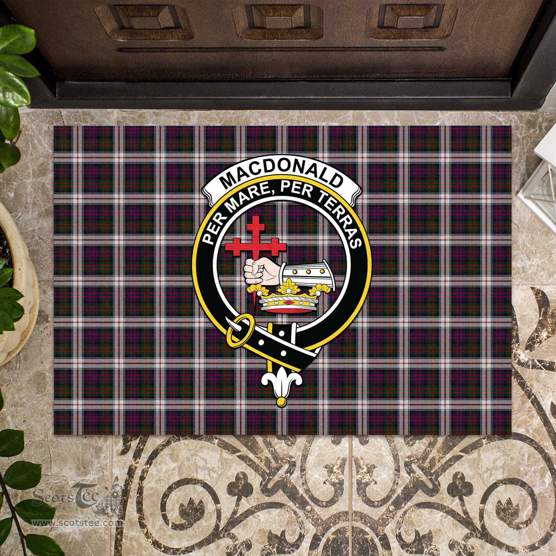 ScotsTee Shop Scottish MacDonald Dress Clan Tartan Doormat Rubber Welcome Mat