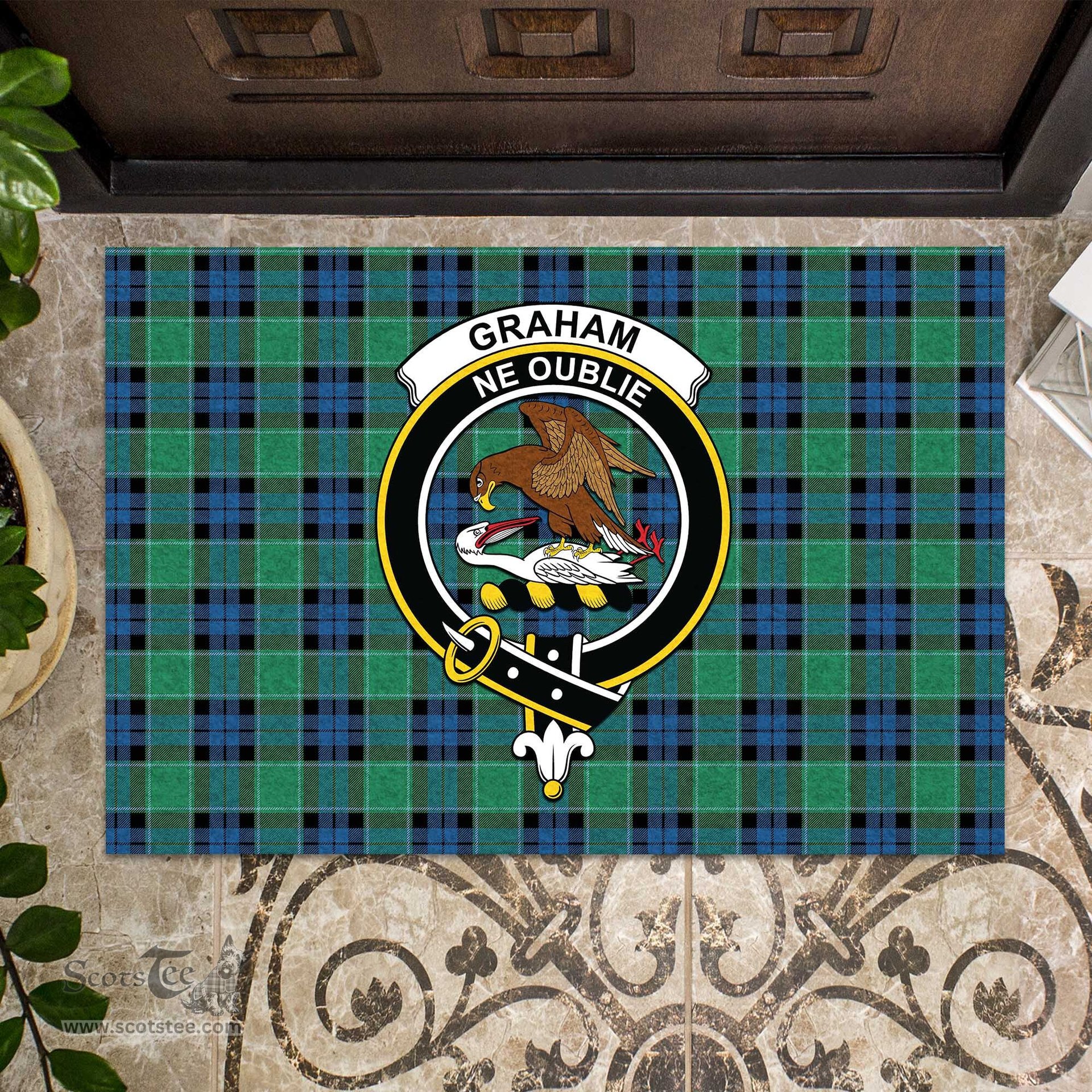ScotsTee Shop Scottish Graham of Menteith Ancient Clan Tartan Doormat Rubber Welcome Mat