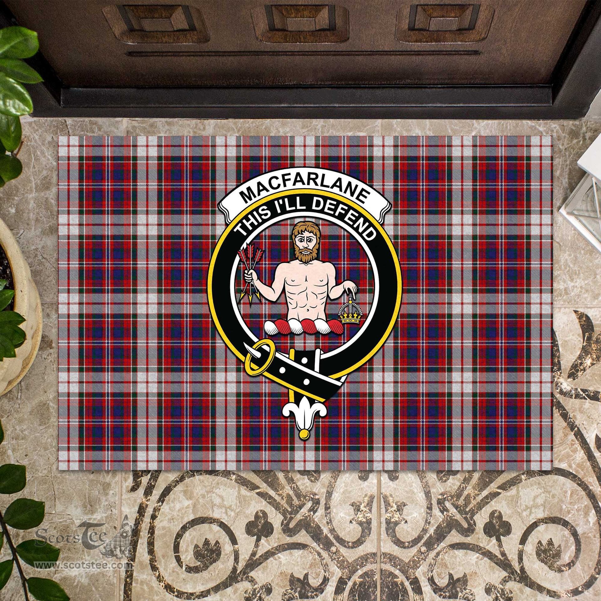 ScotsTee Shop Scottish MacFarlane Dress Clan Tartan Doormat Rubber Welcome Mat