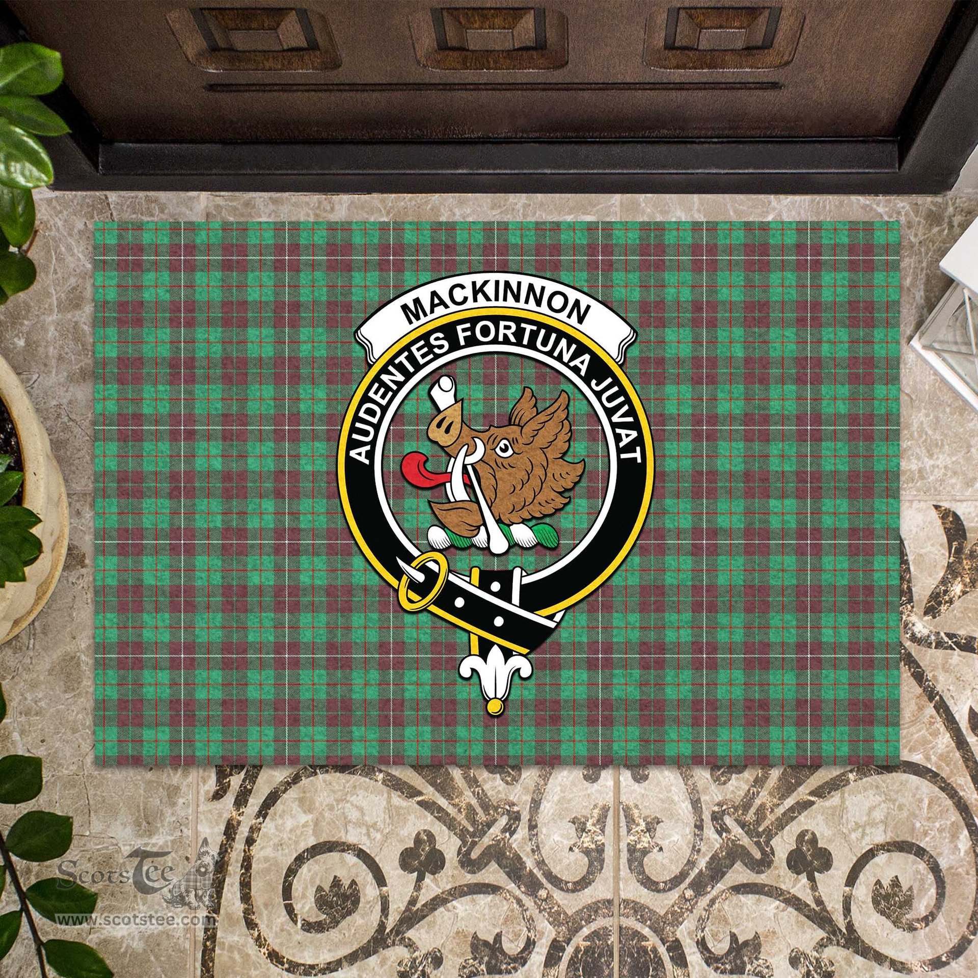ScotsTee Shop Scottish MacKinnon Hunting Ancient Clan Tartan Doormat Rubber Welcome Mat