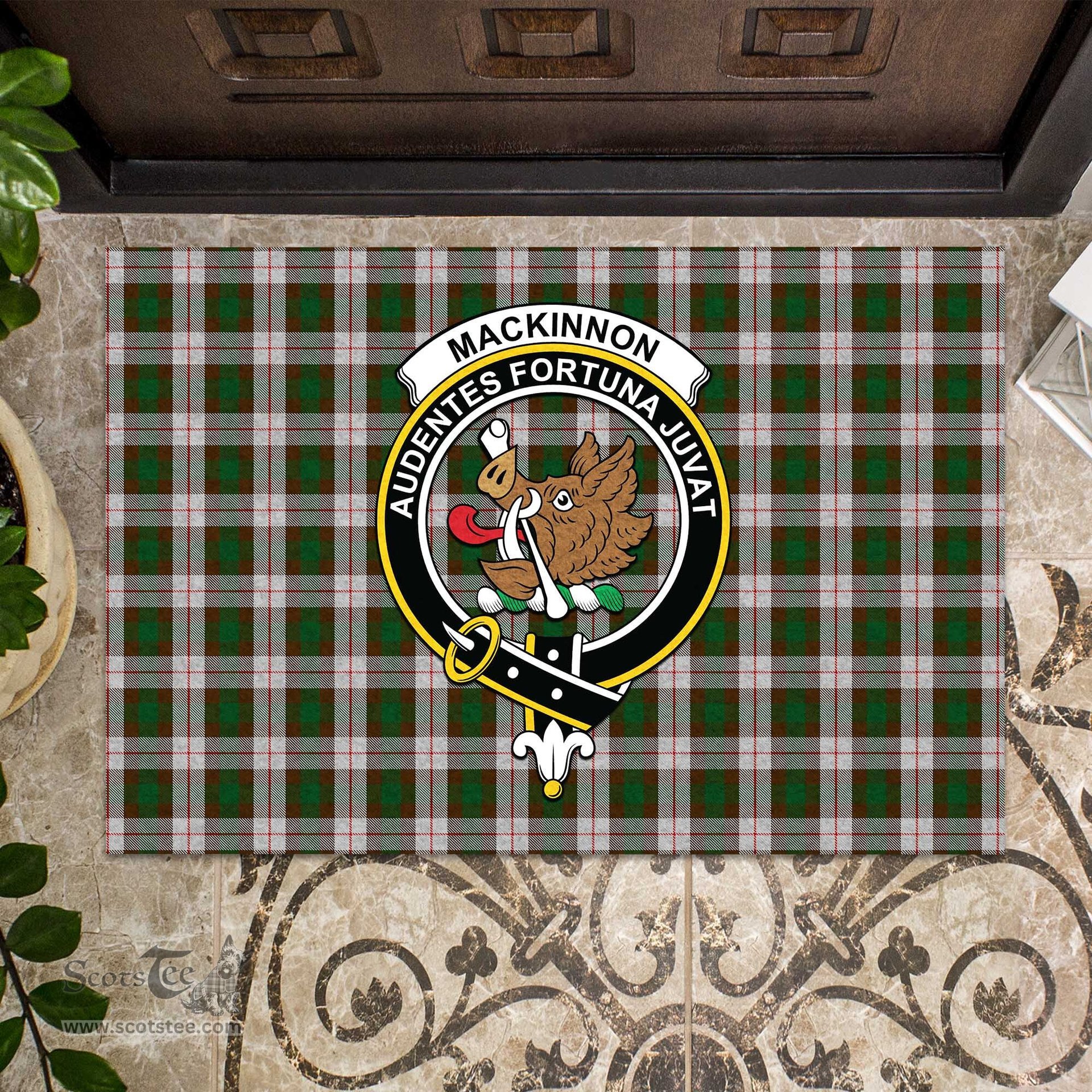 ScotsTee Shop Scottish MacKinnon Dress Clan Tartan Doormat Rubber Welcome Mat