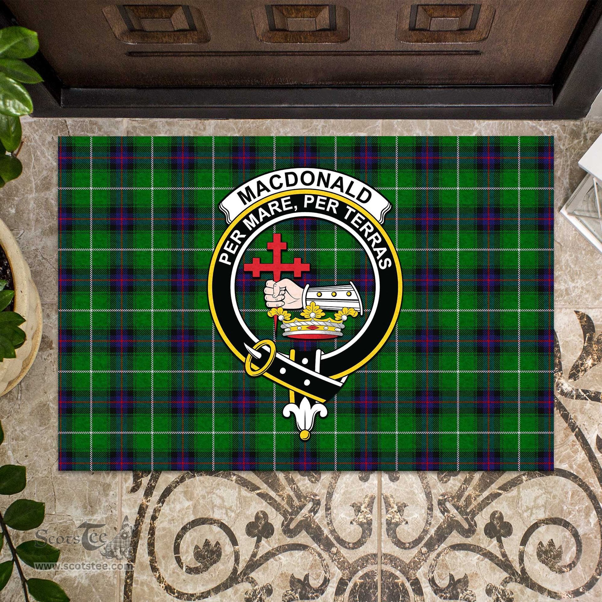 ScotsTee Shop Scottish MacDonald of The Isles Clan Tartan Doormat Rubber Welcome Mat