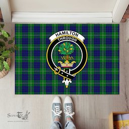 ScotsTee Shop Scottish Hamilton Green Hunting Clan Tartan Doormat Rubber Welcome Mat