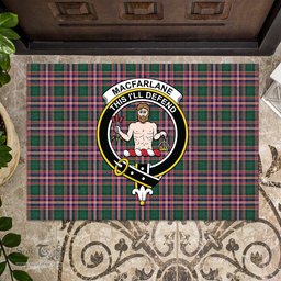 ScotsTee Shop Scottish MacFarlane Hunting Modern Clan Tartan Doormat Rubber Welcome Mat