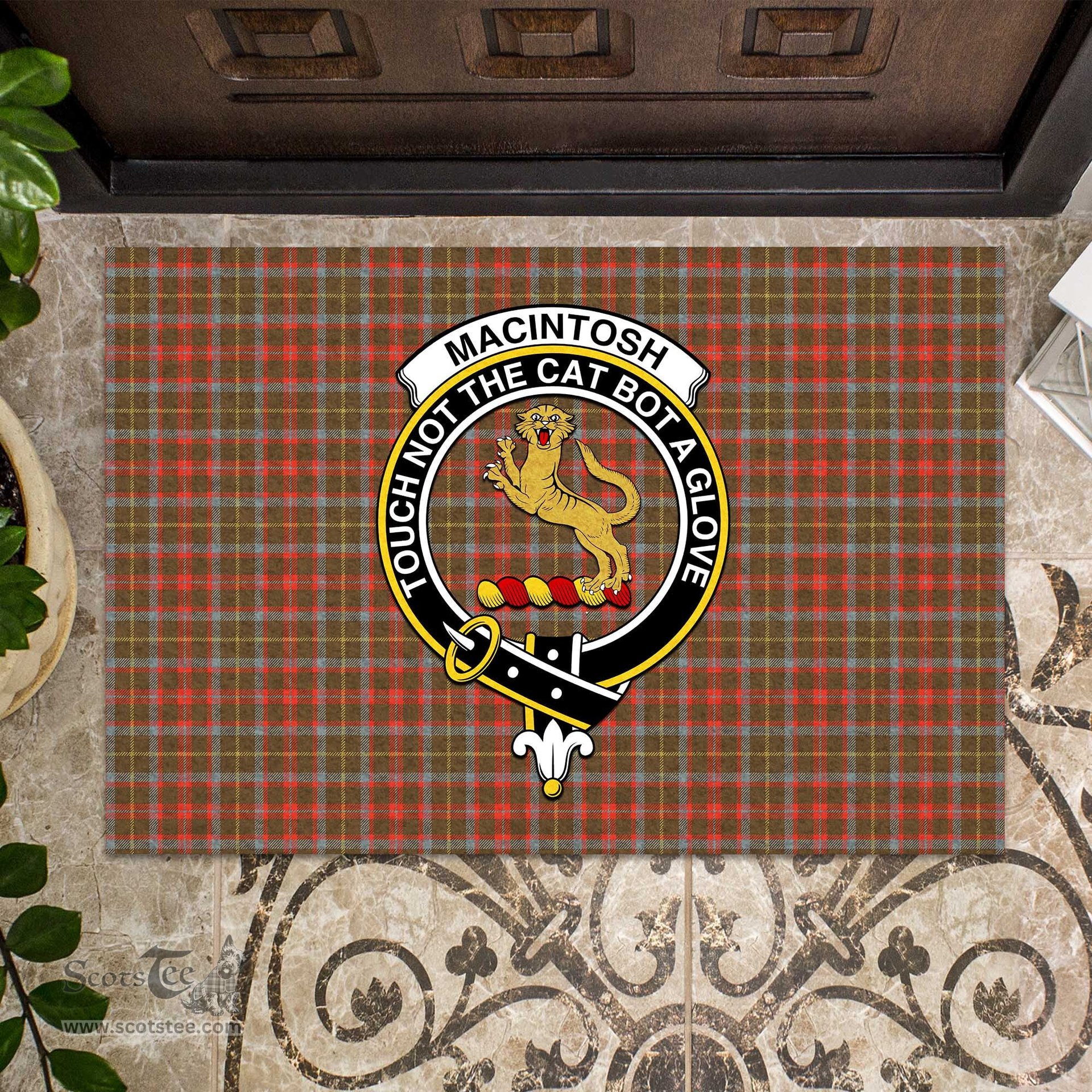 ScotsTee Shop Scottish MacIntosh Hunting Weathered Clan Tartan Doormat Rubber Welcome Mat
