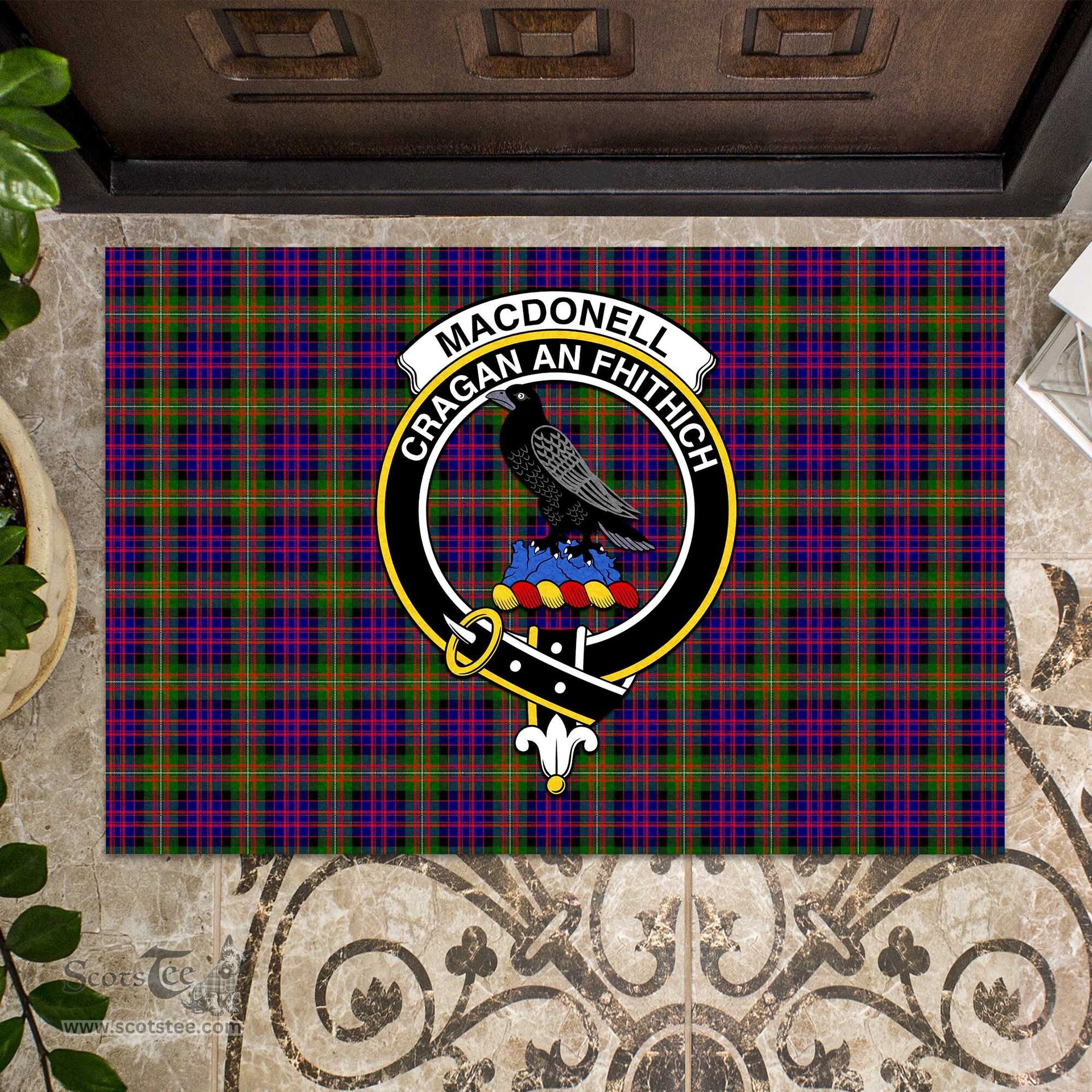 ScotsTee Shop Scottish MacDonell of Glengarry Modern Clan Tartan Doormat Rubber Welcome Mat