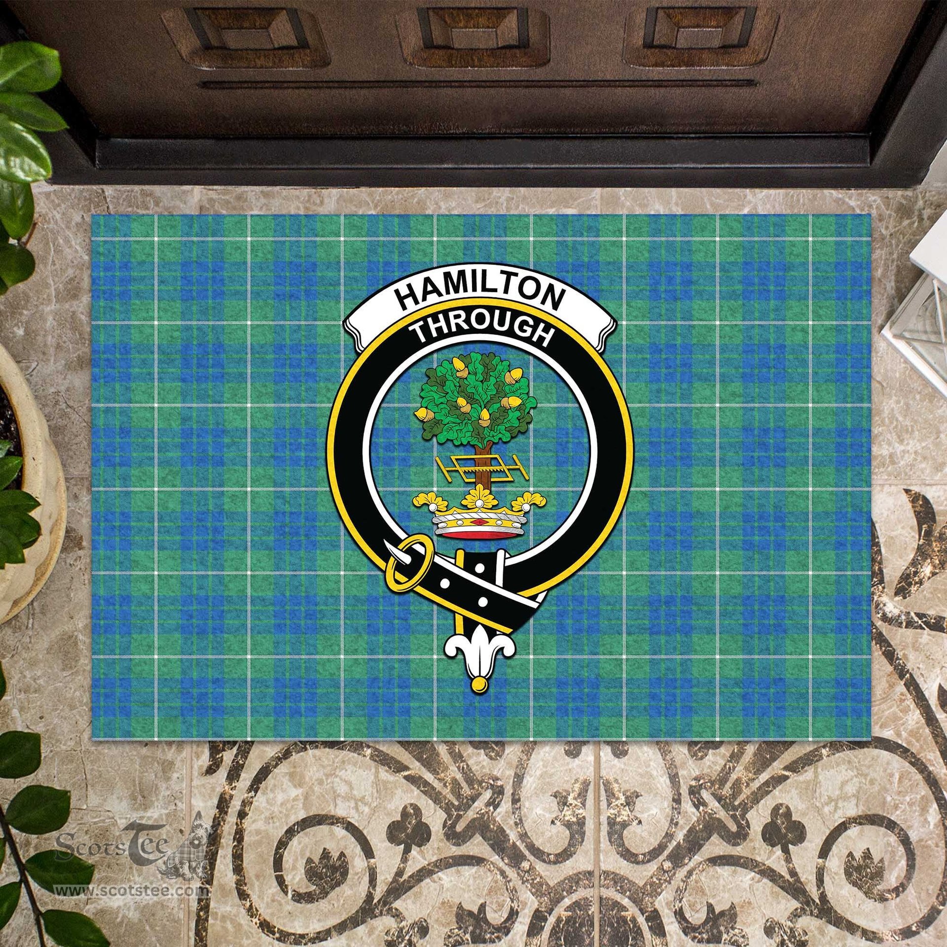 ScotsTee Shop Scottish Hamilton Hunting Ancient Clan Tartan Doormat Rubber Welcome Mat